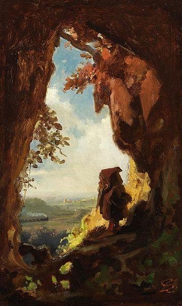 Carl Spitzweg Gnome watching railway train